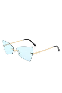 Cramilo Eyewear Tinted Rimless Geometric Triangle Sunglasses