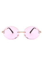Ladda upp bild till gallerivisning, Cramilo Eyewear Tinted Round Oval Rimless Circle Vintage Sunglasses

