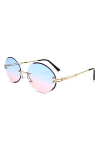 Cramilo Eyewear Tinted Round Oval Rimless Circle Vintage Sunglasses
