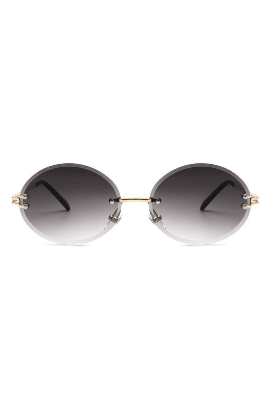 Cramilo Eyewear Tinted Round Oval Rimless Circle Vintage Sunglasses