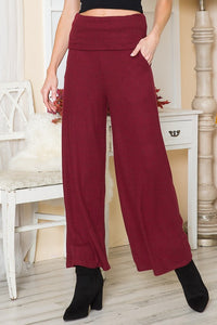 Orange Farm Clothing Two Tone Fold Over Waist Wide Leg Pants