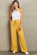 Load image into Gallery viewer, HEYSON Yellow Vintage Washed Raw Seam Hem Wide Leg Pants
