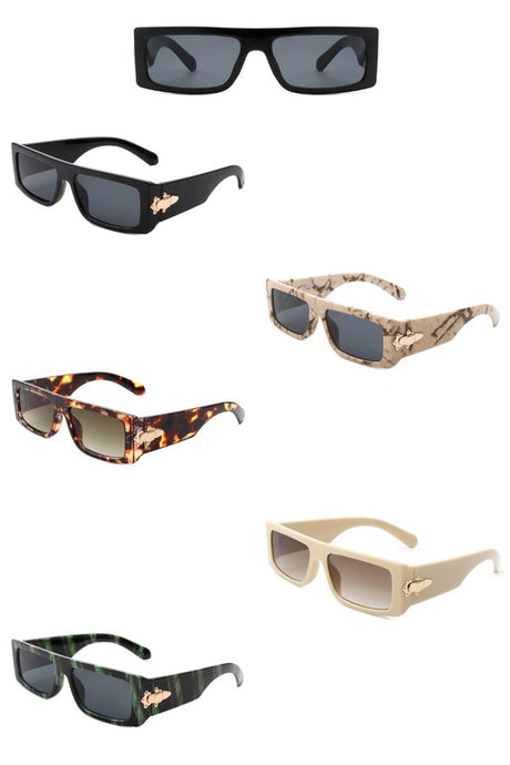 Cramilo Eyewear Rectangle Retro Narrow Slim Flat Tinted Sunglasses