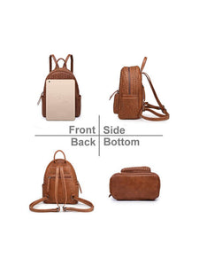 LYB Camel Brown Vegan Leather Handmade Woven Bag