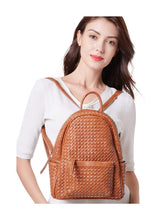Load image into Gallery viewer, LYB Camel Brown Vegan Leather Handmade Woven Bag
