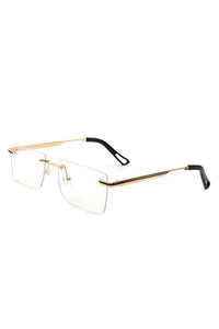 Cramilo Eyewear Rectangle Rimless Retro Flat Top Tinted Sunglasses