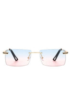 Cargar imagen en el visor de la galería, Cramilo Eyewear Rectangle Rimless Retro Flat Top Tinted Sunglasses
