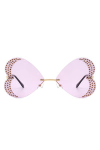 Cramilo Eyewear Women's Rimless Butterfly Shape Color Tinted Sunglasses