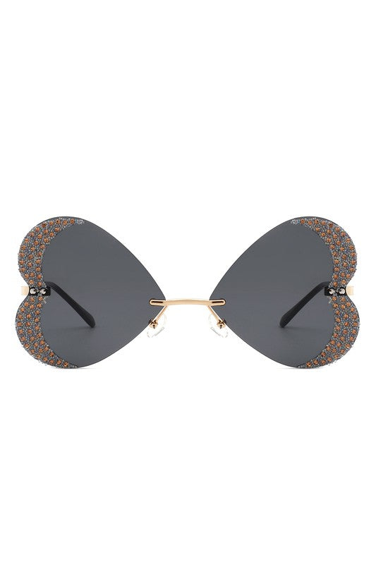 Cramilo Eyewear Women's Rimless Butterfly Shape Color Tinted Sunglasses