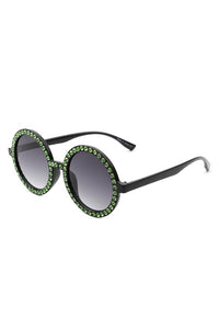 Cramillo Eyewear Women's Round Rhinestone Embellished Tinted Sunglasses