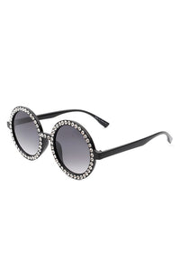 Cramillo Eyewear Women's Round Rhinestone Embellished Tinted Sunglasses