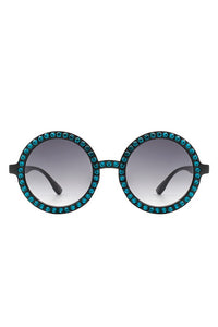 Cramillo Eyewear Women's Round Rhinestone Embellished Tinted Sunglasses