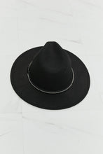 Load image into Gallery viewer, Fame Solid Black Rhinestone Embellished Wide Brim Hat
