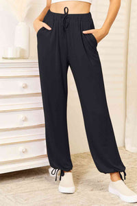 Basic Bae Soft Woven Drawstring Tie Detailed Pants