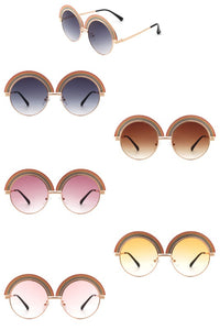 Cramilo Eyewear Women's Round Rainbow Embellished Top Sunglasses