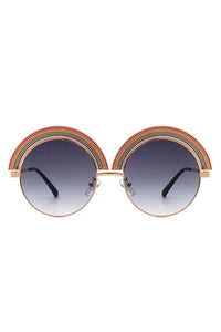 Cramilo Eyewear Women's Round Rainbow Embellished Top Sunglasses