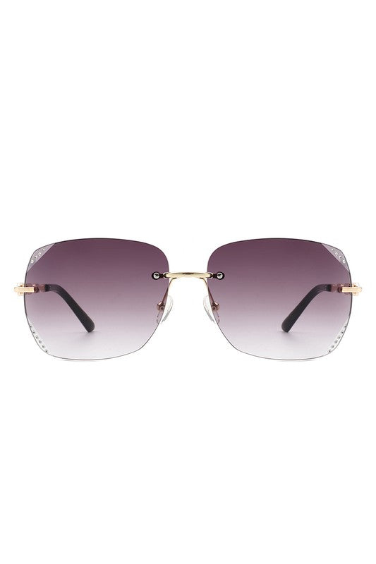 Cramilo Eyewear Classic Rimless Chic Square Tinted Sunglasses