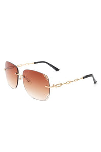 Cramilo Eyewear Classic Rimless Chic Square Tinted Sunglasses