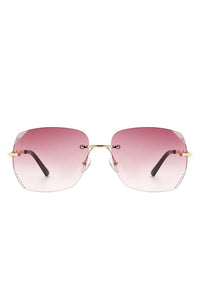 Cramilo Eyewear Classic Rimless Chic Square Tinted Sunglasses