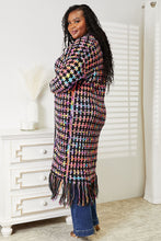 Load image into Gallery viewer, Double Take Multicolor Fringe Hem Open Front Longline Cardigan
