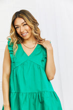 Load image into Gallery viewer, Hailey &amp; Co Solid Green Tiered Frilly Mini Dress
