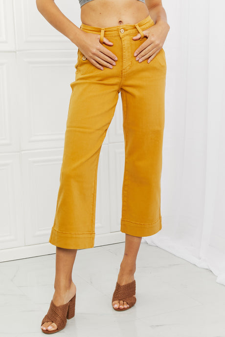 Judy Blue Jayza High Rise Straight Leg Cropped Yellow Denim Jeans