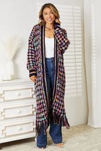 Load image into Gallery viewer, Double Take Multicolor Fringe Hem Open Front Longline Cardigan
