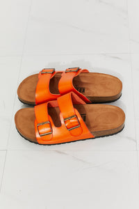 MM Shoes Orange Double Banded Slide Sandals