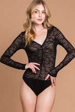 Cargar imagen en el visor de la galería, Culture Code Black Mesh Perspective Bodysuit
