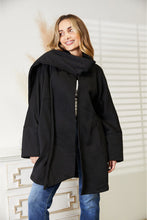 Load image into Gallery viewer, HEYSON Black Built In Scarf Open Front Cardigan
