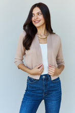 Load image into Gallery viewer, Ninexis Khaki Open Front 3/4 Sleeve Cropped Cardigan
