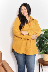 HEYSON Yellow Oversized Corduroy Button Down Shirt