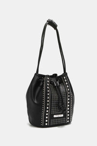 Nicole Lee Solid Color Studded Pebbled Vegan Leather Bucket Bag