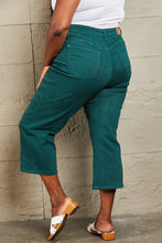 Ladda upp bild till gallerivisning, Judy Blue Hailey Tummy Control High Waisted Cropped Wide Leg Teal Blue Denim Jeans
