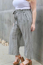 Load image into Gallery viewer, Heimish Multicolor Vertica Striped Belted Paper Bag Waist Cropped Pants
