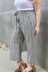 Heimish Multicolor Vertica Striped Belted Paper Bag Waist Cropped Pants