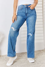Ladda upp bild till gallerivisning, Judy Blue Simone High Waisted Distressed Straight Leg Blue Denim Jeans
