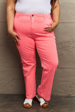 Load image into Gallery viewer, RISEN Kenya High Rise Side Twill Contrast Straight Pink Denim Jeans
