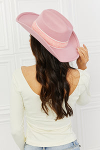 Fame Blush Pink Silver Chain Pearl Accented Cowboy Hat