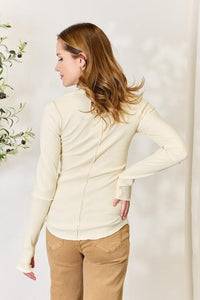Culture Code White Ribbed Long Sleeve Top