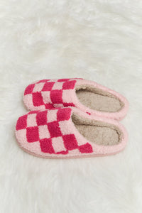 Melody Checkered Plush Slide Slippers