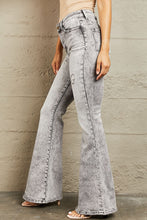 Load image into Gallery viewer, BAYEAS Robin High Rise Acid Washed Flared Leg Charcoal Gray Denim Jeans
