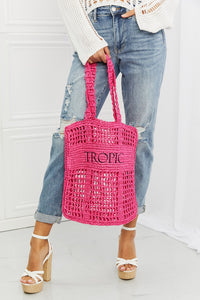Fame Hot Pink Straw Tote Bag