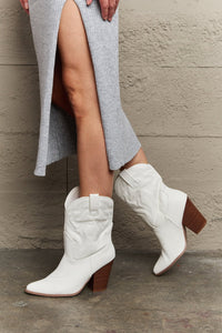 Legend White Urban Heeled Cowboy Boots