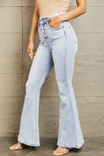 Load image into Gallery viewer, BAYEAS Cheyenne High Rise Button Fly Flared Leg Blue Denim Jeans
