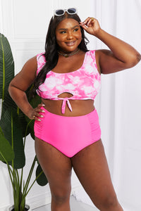 Marina West Swim Pink Floral Tie Dye Two Piece Bikini Set