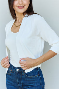 Ninexis Ivory Open Front 3/4 Sleeve Cropped Cardigan
