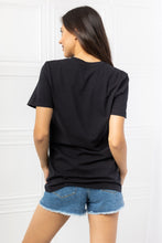 Load image into Gallery viewer, MineB Solid Black Short Sleeve Graphic Tee Shirt Top
