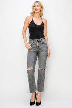 Load image into Gallery viewer, RISEN Chesire Distressed Black Washed Straight Leg Denim Jeans
