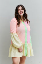 Load image into Gallery viewer, Davi &amp; Dani Multicolor Colorblock Button Down Frilly Tiered Hem Dress
